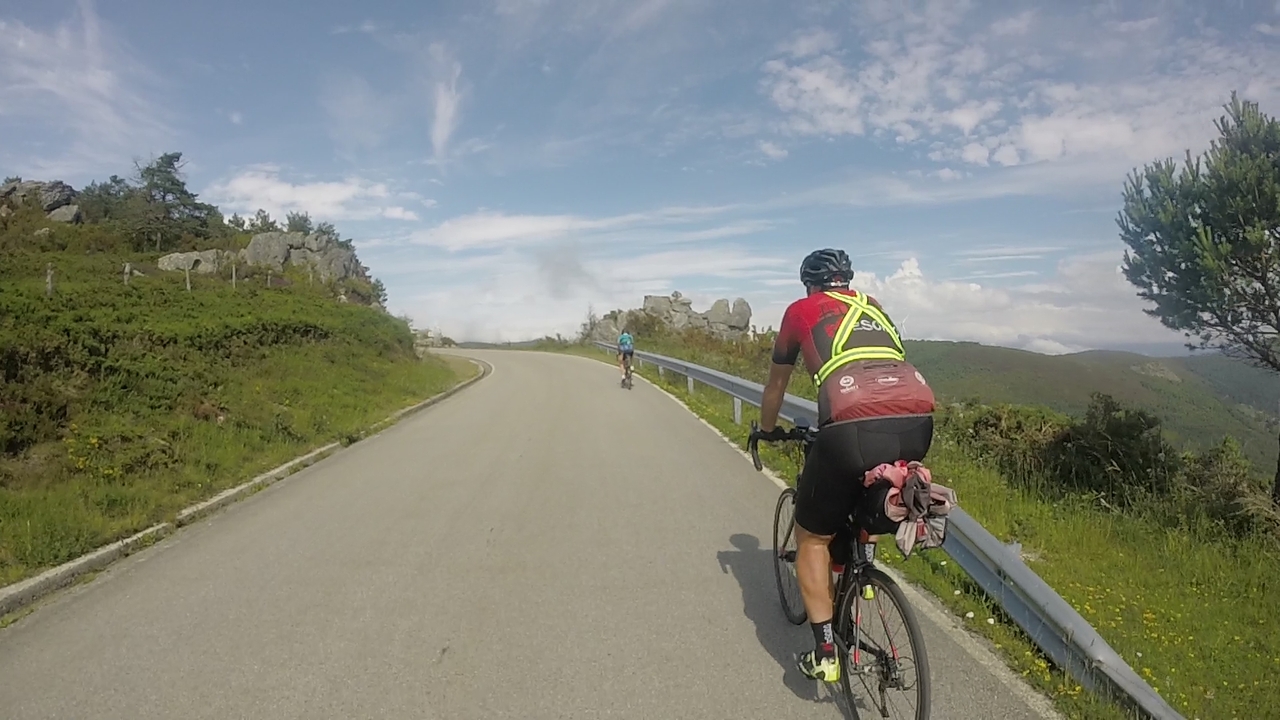 Dani, still doing the second hardest climb of the day, but now again under the sun