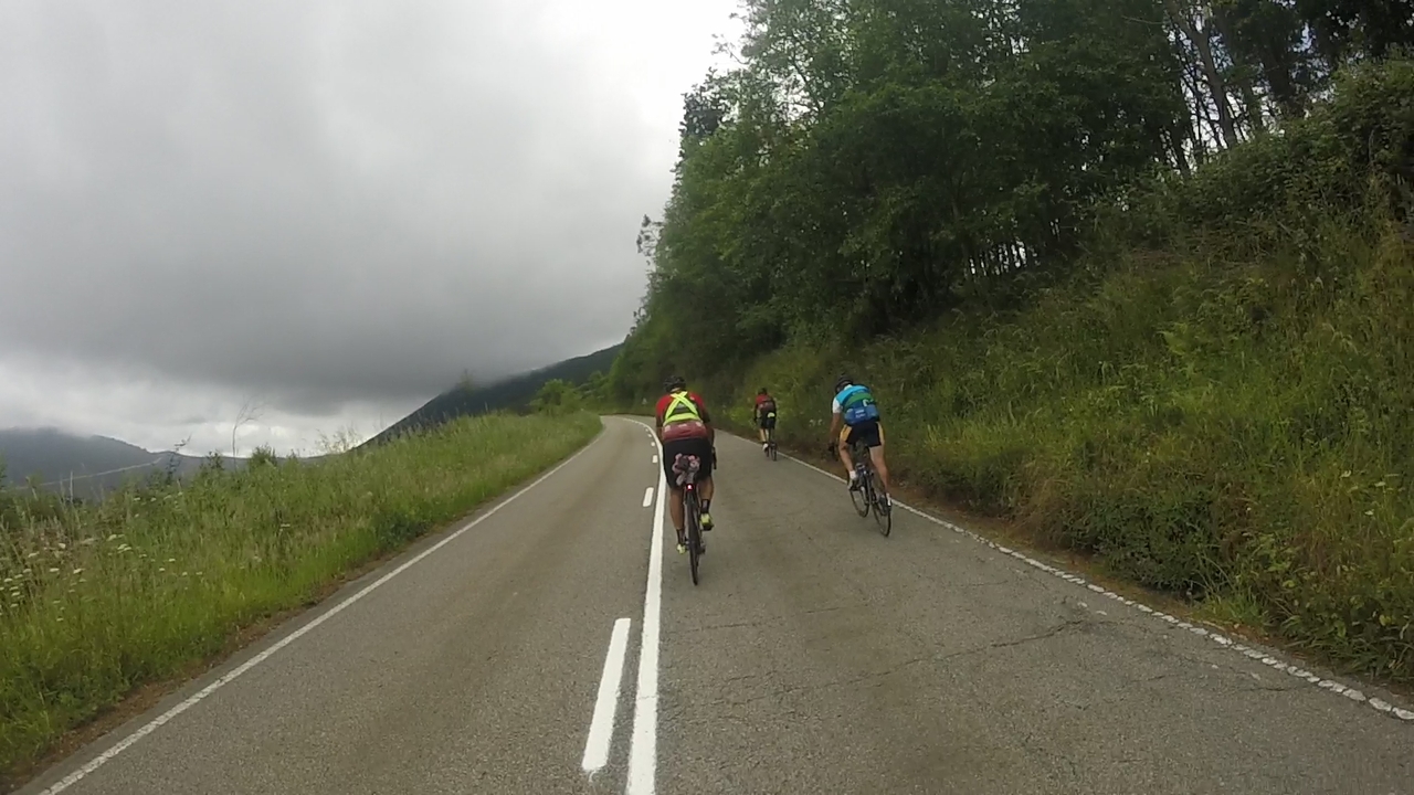 Dani and Cesar, chasing Jose on the part of the climb after Bres