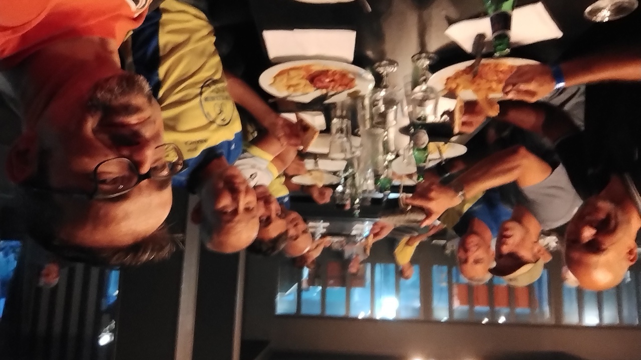 Group selfie in the italian restaurant, last dinner before PBP!