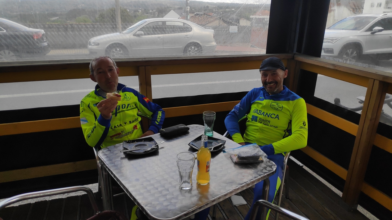 Felipe and Alfonso, sitting on the same terrace as us in Celanova