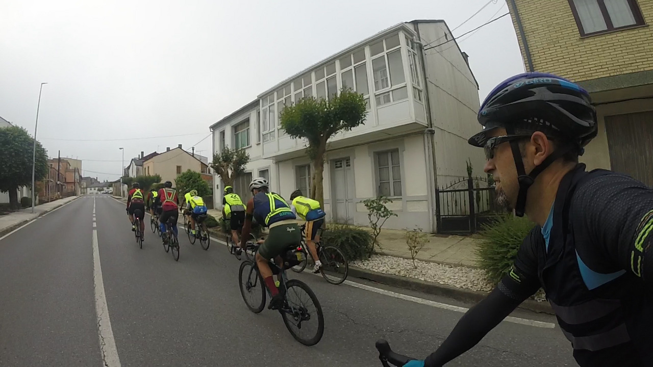 Our little group, entering the town of Guitiriz early in the morning