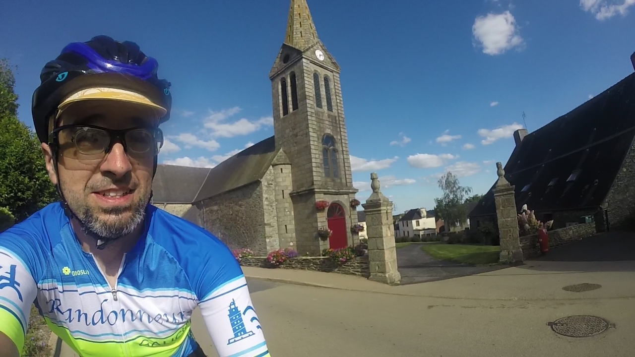 Selfie, with the main church in Merlèac behind me