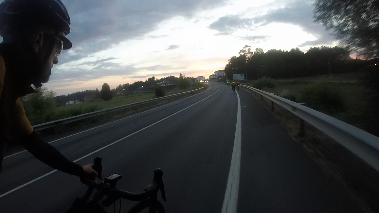 Me, chasing the group up another short climb before a small village, on our way to Santiago