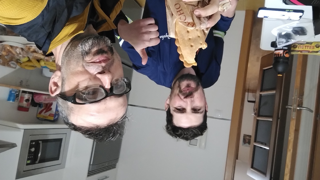 Me and Sergio, eating something before going to bed