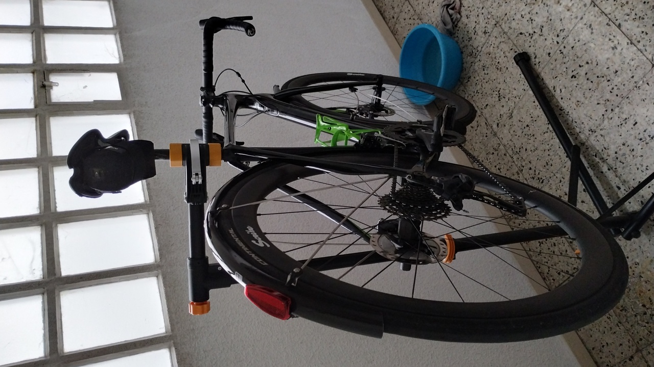 A close-up of the rear fender, from behind the bike