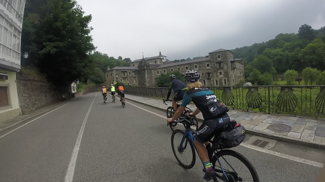 Our group passing by the old monastery in Samos