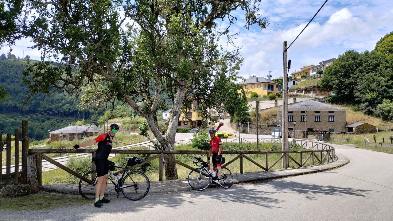 Oscar and Jose, waiting for the others at the entrance of Santa Eulalia