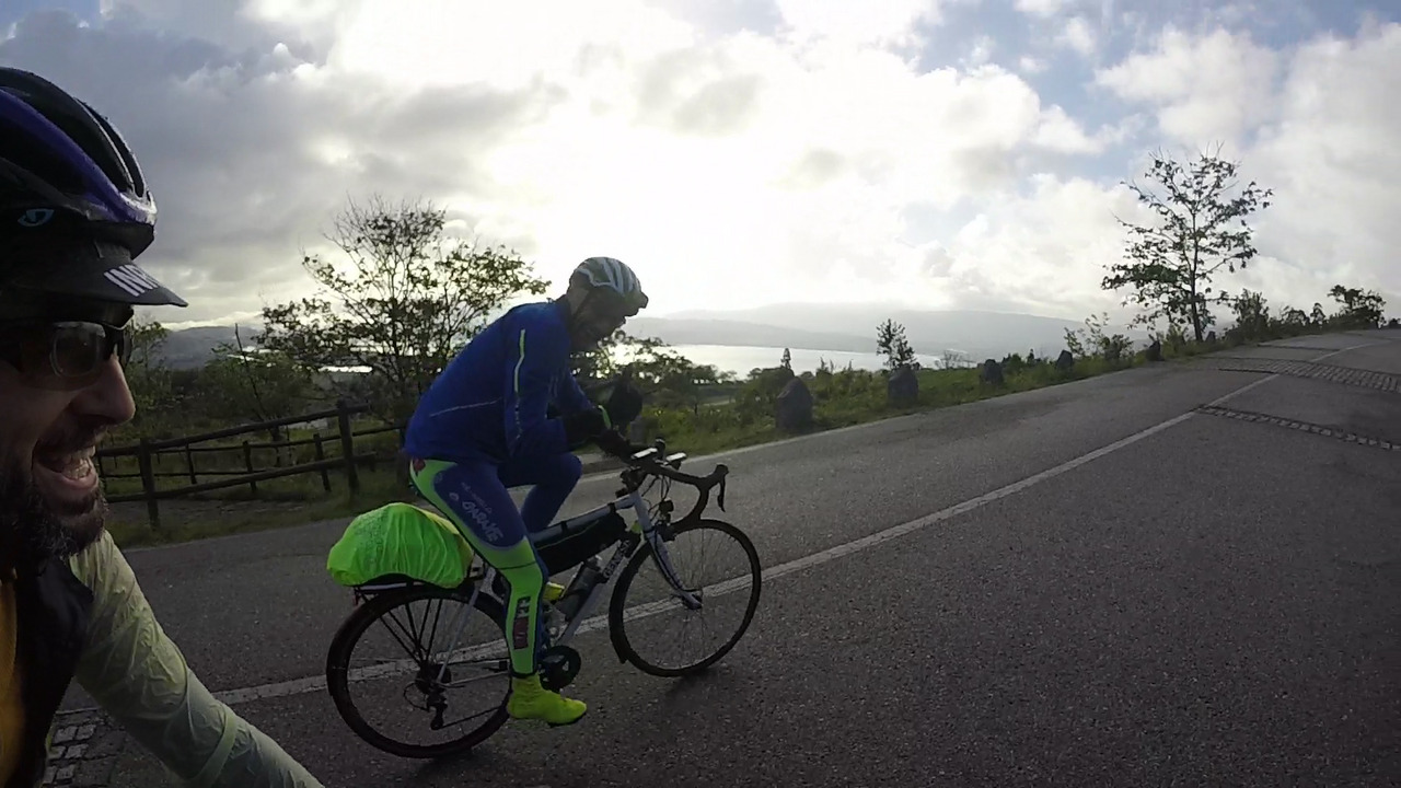 Alfonso looking happy on the climb to Santa Trega