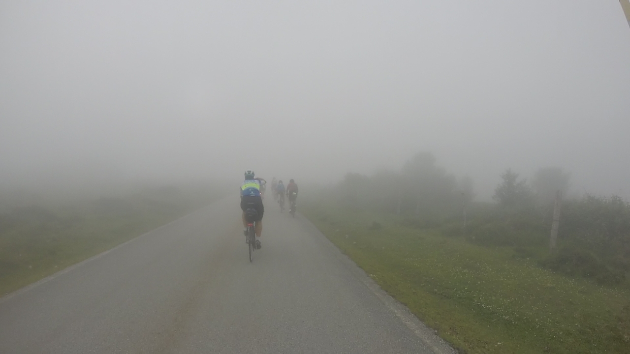The guys riding in front of me, a bit far ahead, while they were still possible to see them clearly.