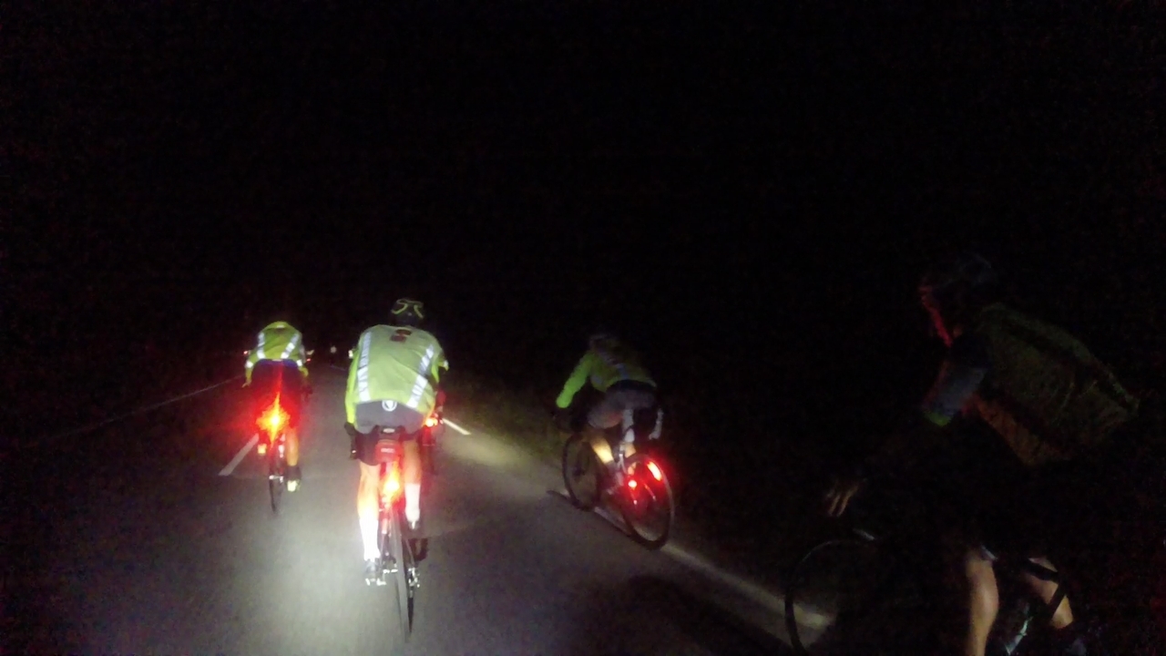 A bunch of randonneurs going up Roc'h Trevezel before midnight. Dani is the one on the left, while Ferreiro is here on the right almost by my side
