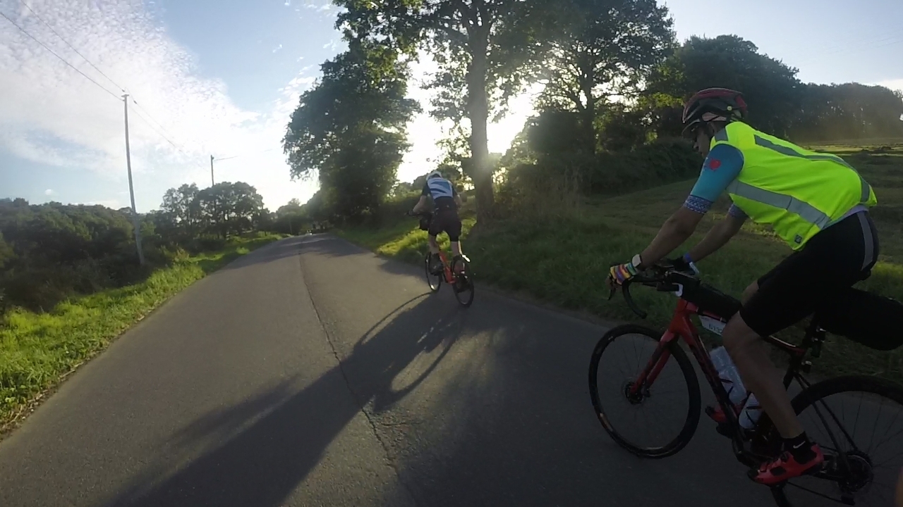 Stuart, riding his eliptiGO stand bike on the way to Carhaix Plouguer