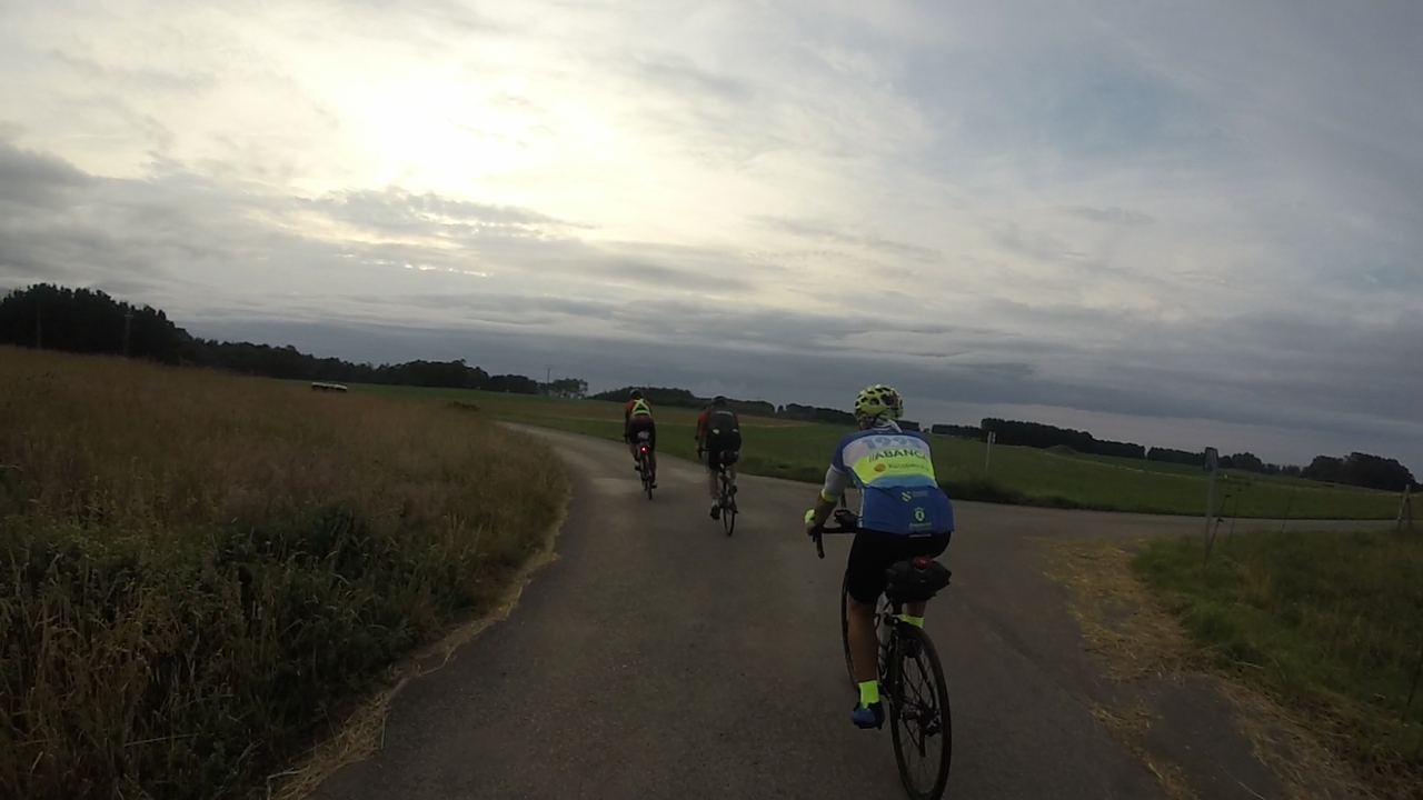 Our group, riding towards sunset, towards the lighthouse at cabo busto