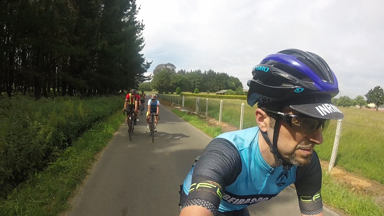 Me, with a serious face, leading the group on yet another small road